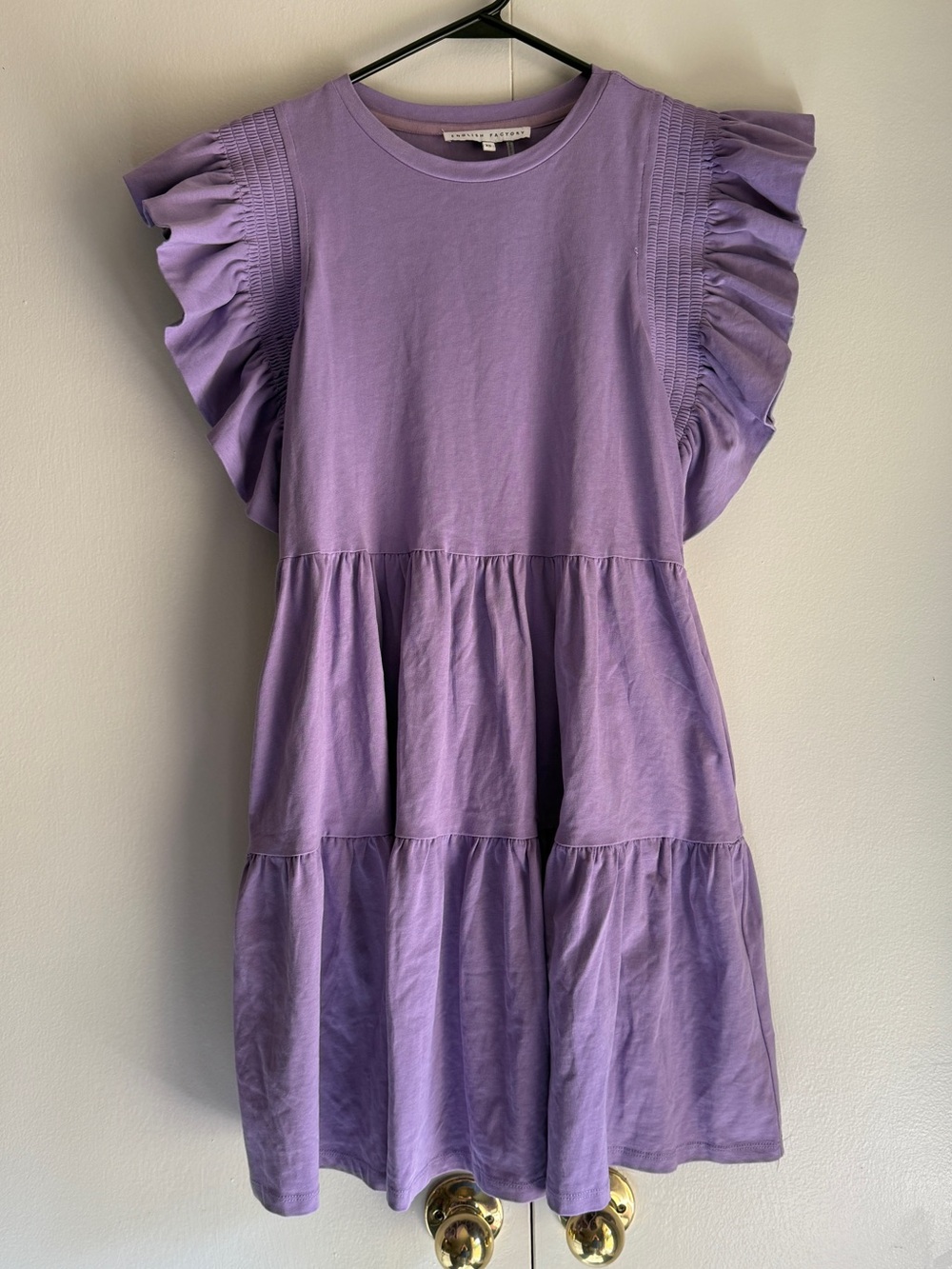 English Factory Purple Knit Ruffled Mini Dress Women’s Size XS